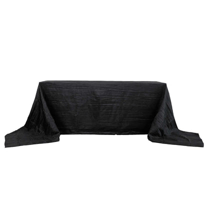 Taffeta 90"x156" Rectangle Tablecloth Black - Accordion Crinkle Seamless Table Cover