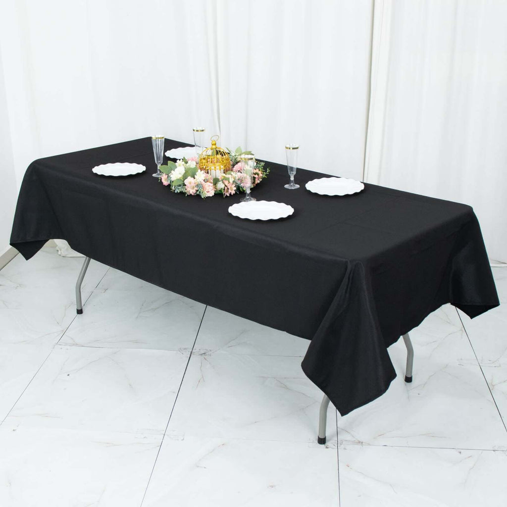 Premium Polyester 54"x96" Rectangle Tablecloth Black - Durable 220GSM Stain-Resistant Fabric Table Cover