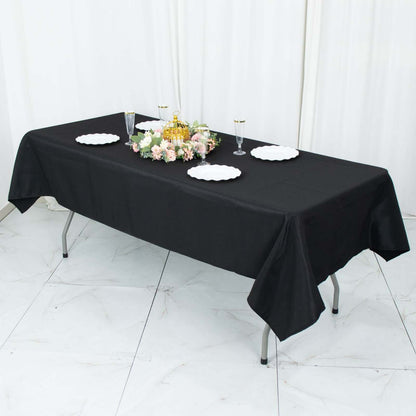 Premium Polyester 54"x96" Rectangle Tablecloth Black - Durable 220GSM Stain-Resistant Fabric Table Cover