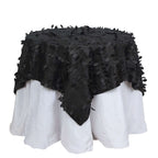 Taffeta 54"x54" Table Overlay Square Tablecloth Black 3D Leaf Petal Table Cover