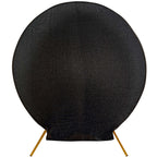 7.5ft Black Metallic Shimmer Tinsel Spandex Round Wedding Arch Cover, 2-Sided Photo Backdrop
