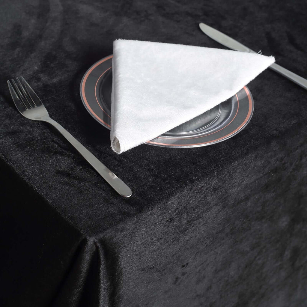 Premium Velvet 90"x156" Rectangle Tablecloth Black - Reusable Soft & Stylish Seamless Table Cover for Sophisticated Weddings & Events