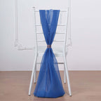5 Pack Chiffon Chair Sashes Royal Blue - Soft & Lightweight Designer Chair Bows 22"x78"