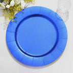 10-Pack Disposable Round Charger Plates in Royal Blue with Leathery Texture - Durable 1100GSM Cardboard Placemats 13"