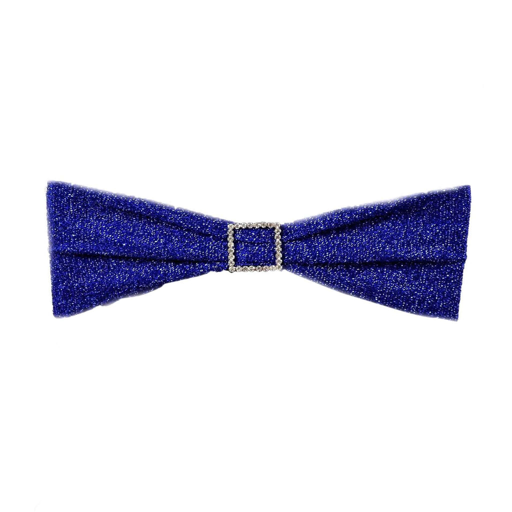 5 Pack Metallic Shimmer Tinsel Spandex Chair Sashes Royal Blue - Durable and Reusable Stretch Chair Bands