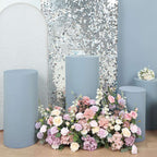 Set of 5 Dusty Blue Spandex Cylinder Pedestal Stand Covers, Stretchable Pillar Prop Covers - 160 GSM