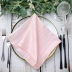 5 Pack Taffeta 20"x20" Napkins Blush - Accordion Crinkle Dinner Napkins