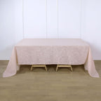 Faux Linen 90"x132" Rectangular Tablecloth Blush Seamless with Slubby Textured - Wrinkle Resistant & Seamless Table Cover