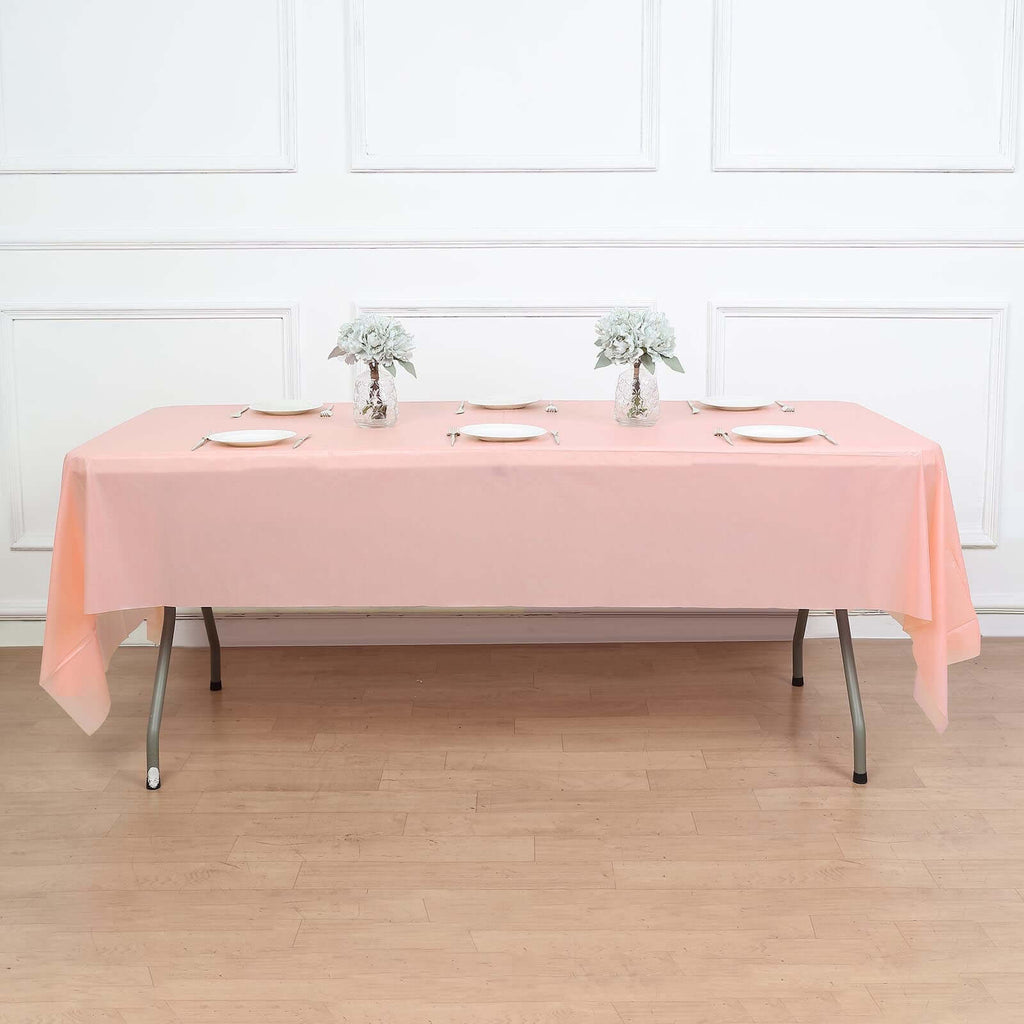 5-Pack Plastic Table Covers Blush Rectangle - Reliable PVC Disposable Covers for Gatherings 54"x108"