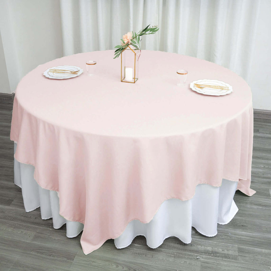 Polyester 90"x90" Table Overlay Square Tablecloth Blush - Wrinkle-Resistant & Durable Table Cover