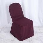 Polyester Slip On Banquet Chair Covers Burgundy - Stain-Resistant Reusable Durable Fabric
