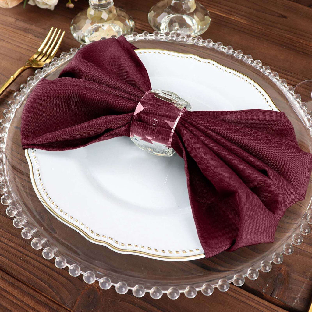 5 Pack Polyester 20"x20" Napkins Burgundy - Wrinkle Resistant & Easy Care Cloth Napkins