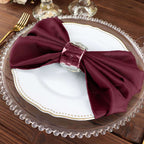 5 Pack Polyester 20"x20" Napkins Burgundy - Wrinkle Resistant & Easy Care Cloth Napkins