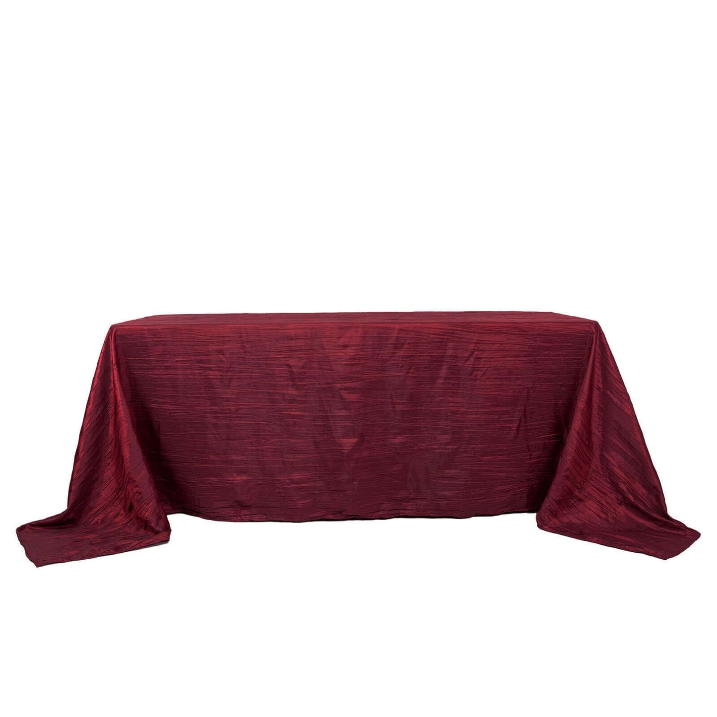 Taffeta 90"x132" Rectangle Tablecloth Burgundy - Seamless Accordion Crinkle Table Cover