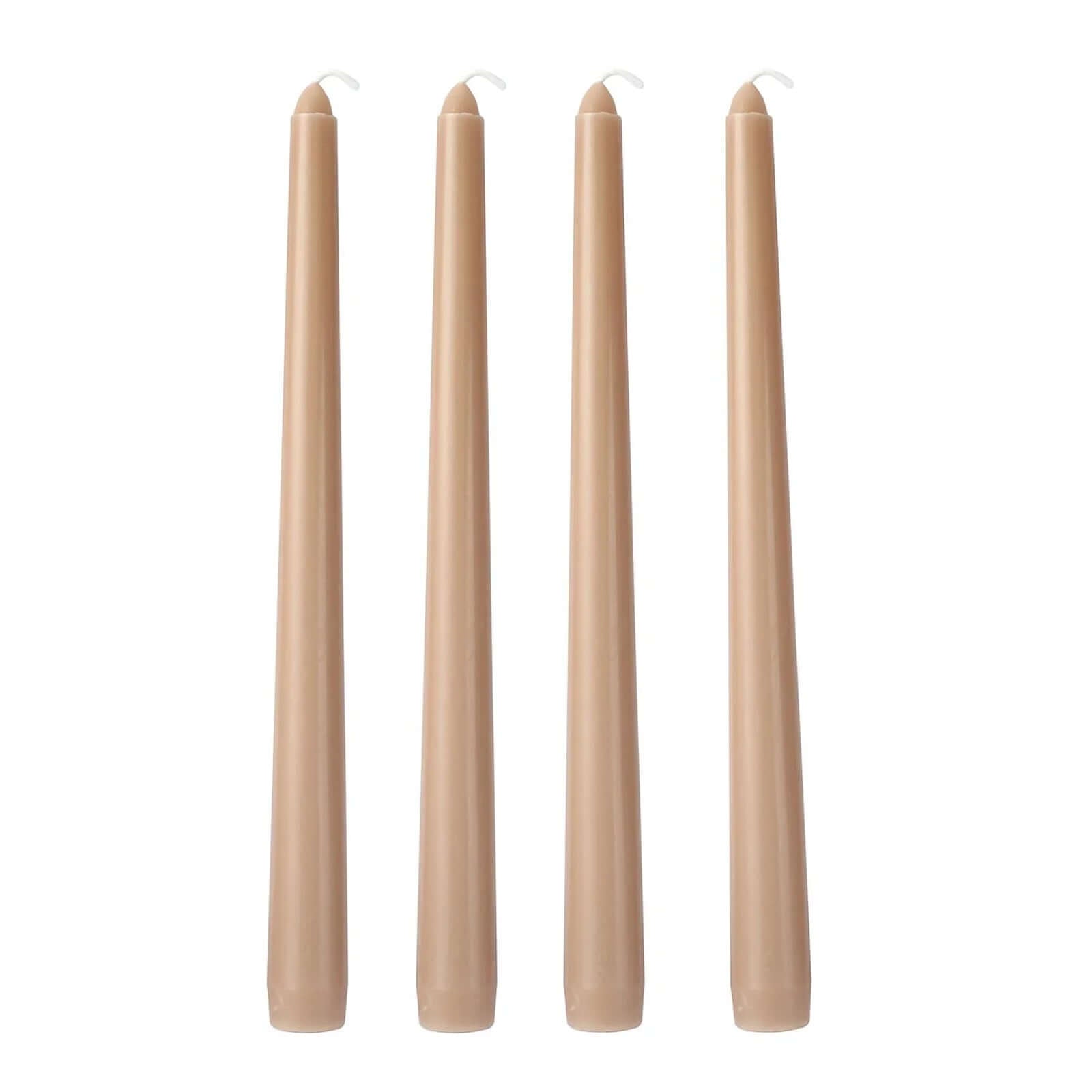 10-Pack Taper Candles Premium Wax Design Beige - Unscented Candles for Upscale Settings 10"