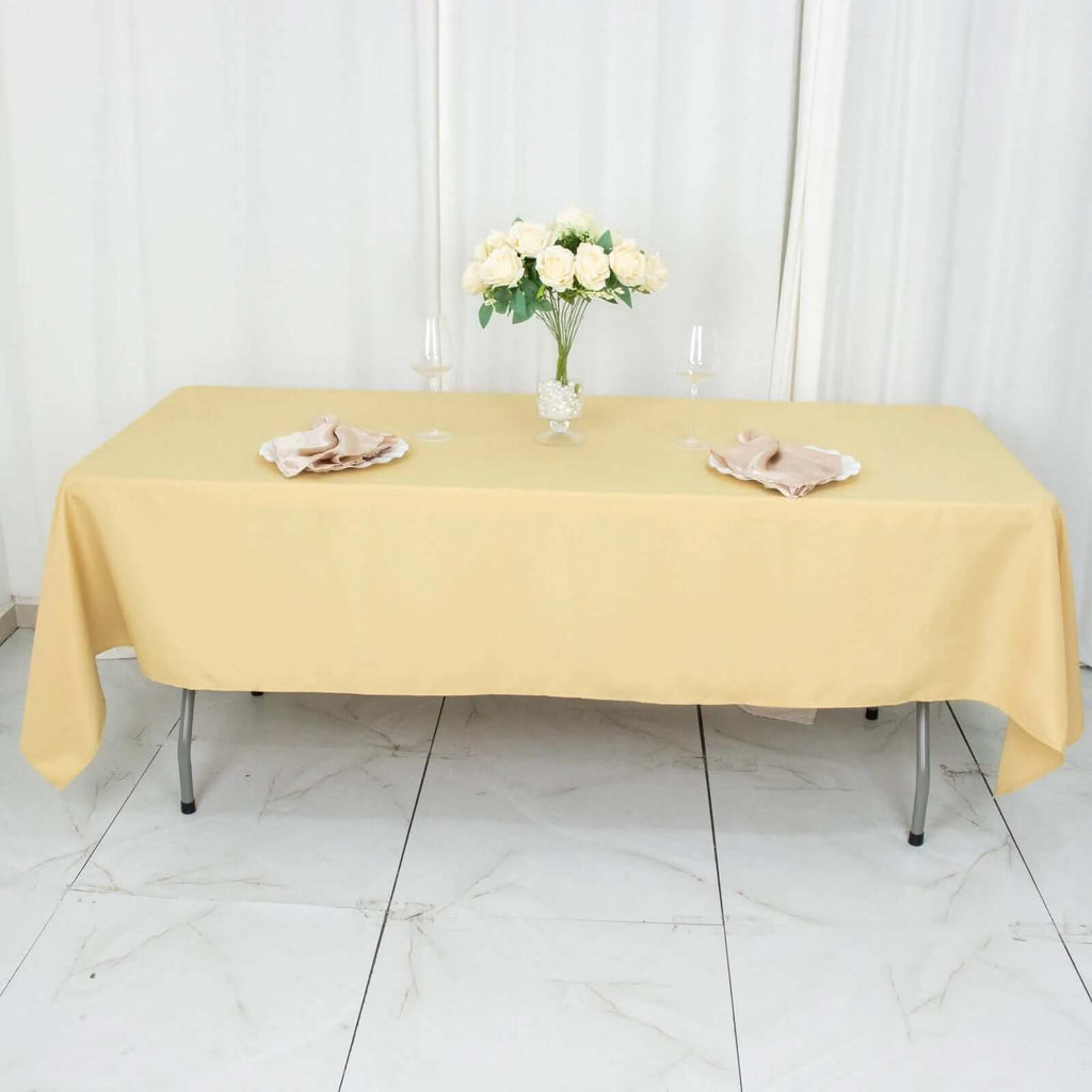 Premium Polyester 60"x102" Rectangle Tablecloth Champagne - Durable 220GSM Wrinkle-Resistant Table Cover
