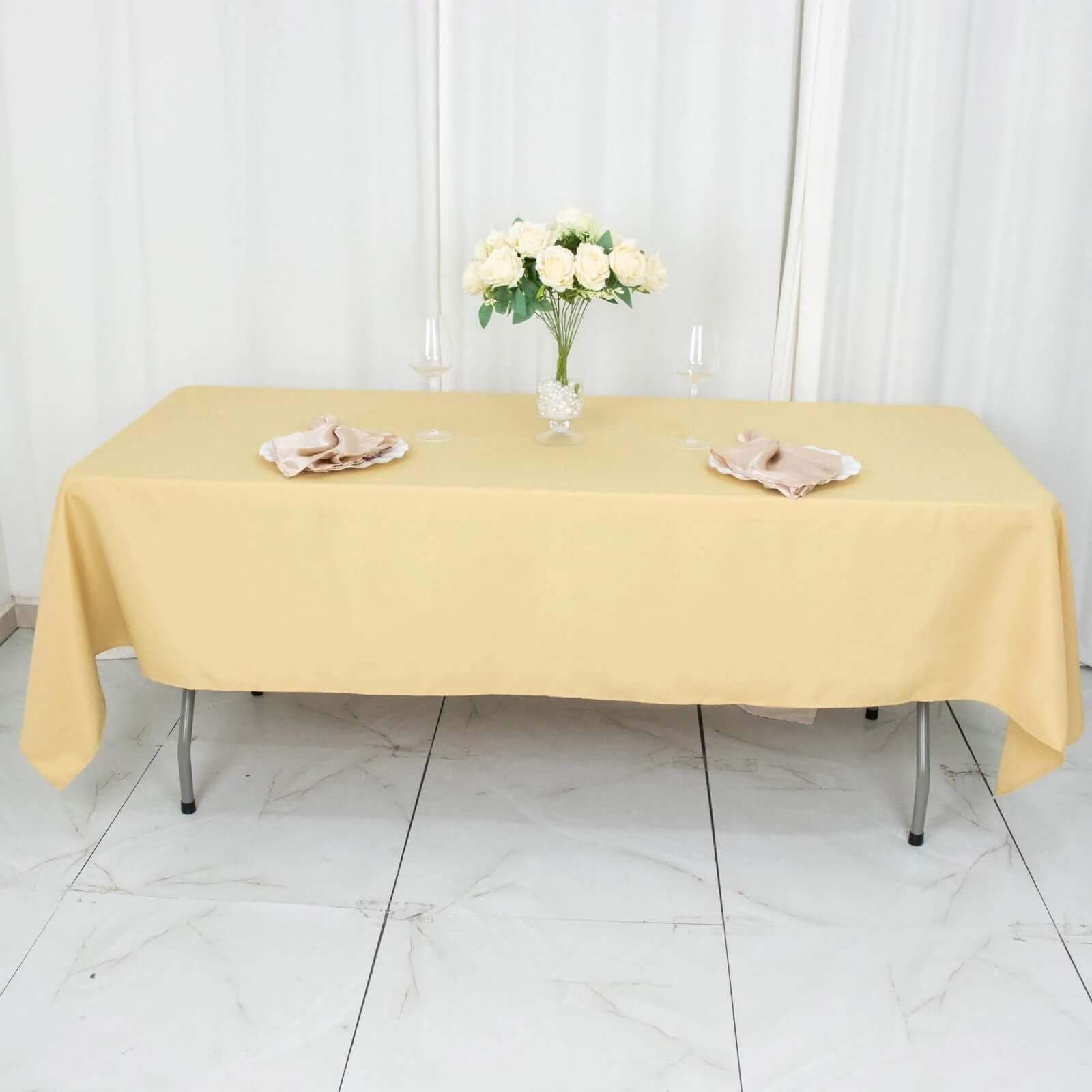 Premium Polyester 60"x102" Rectangle Tablecloth Champagne - Durable 220GSM Wrinkle-Resistant Table Cover