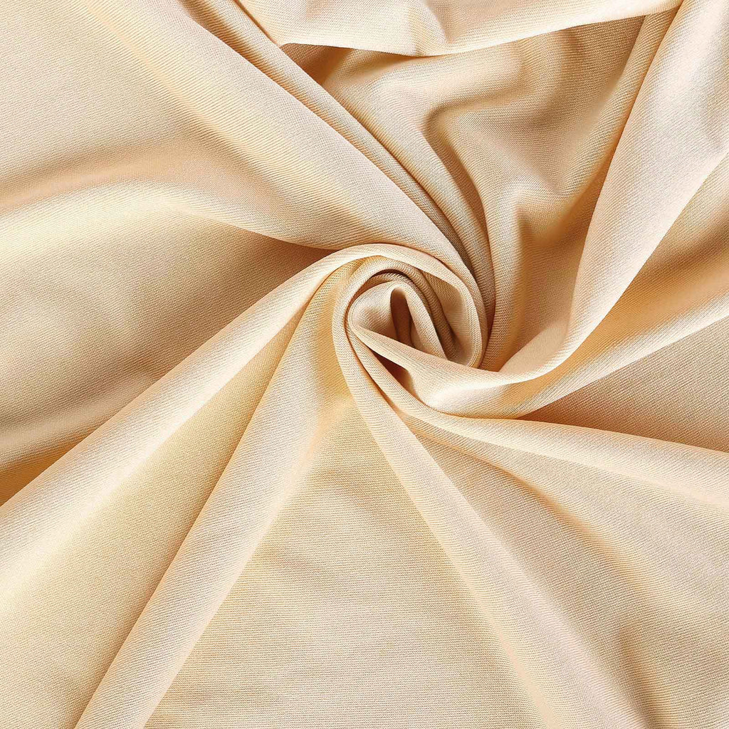 Stretch Spandex Chair Cover Champagne for Folding Chairs - Metallic Shimmer Tinsel Back Design Fitted Slipcover