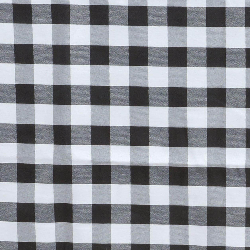 Polyester 60"x126" Rectangle Tablecloth White/Black - Stylish Checkered Buffalo Plaid Design for Farmhouse Themes