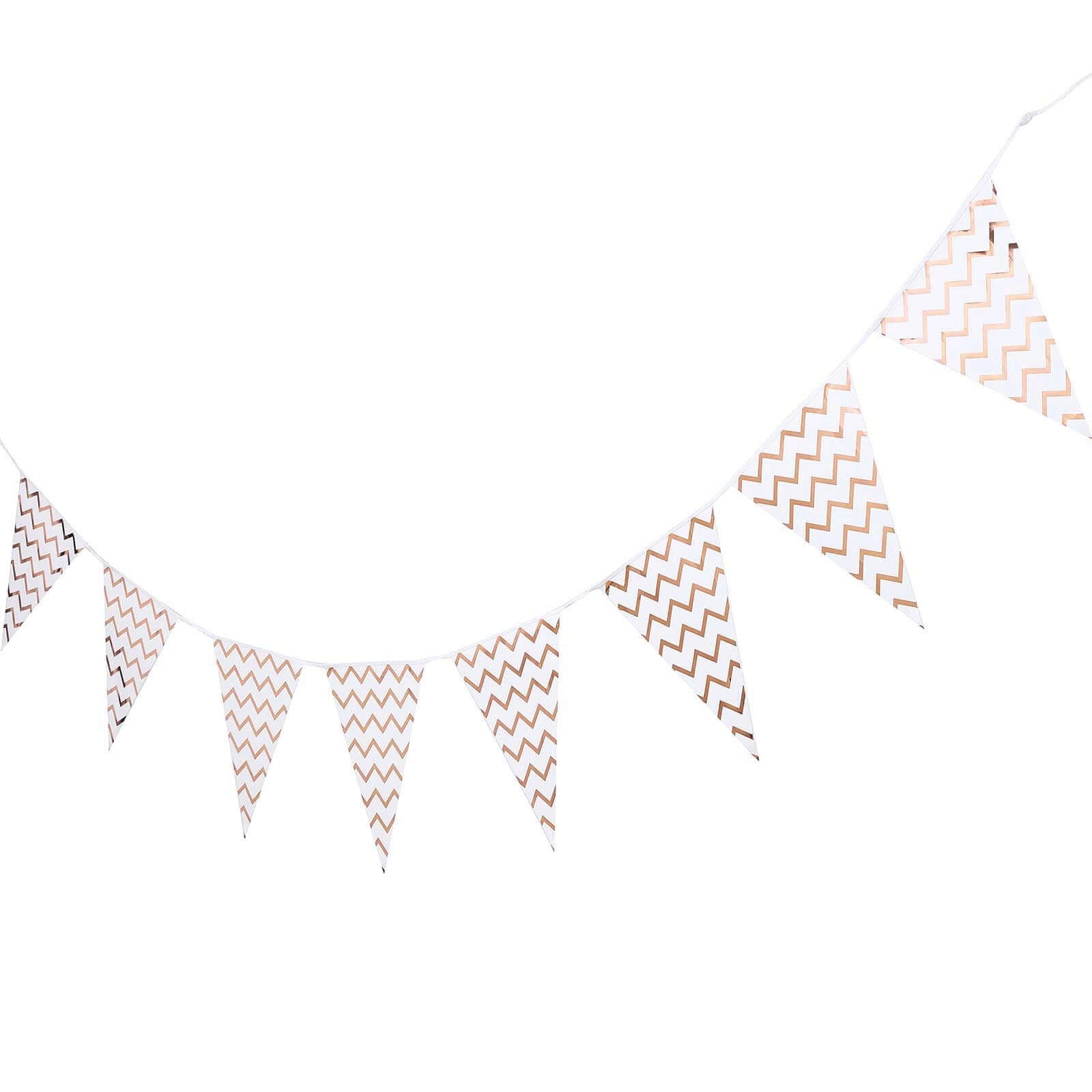 7.5ft Rose Gold Chevron Print Triangle Pennant Flag Party Banner - Clearance SALE