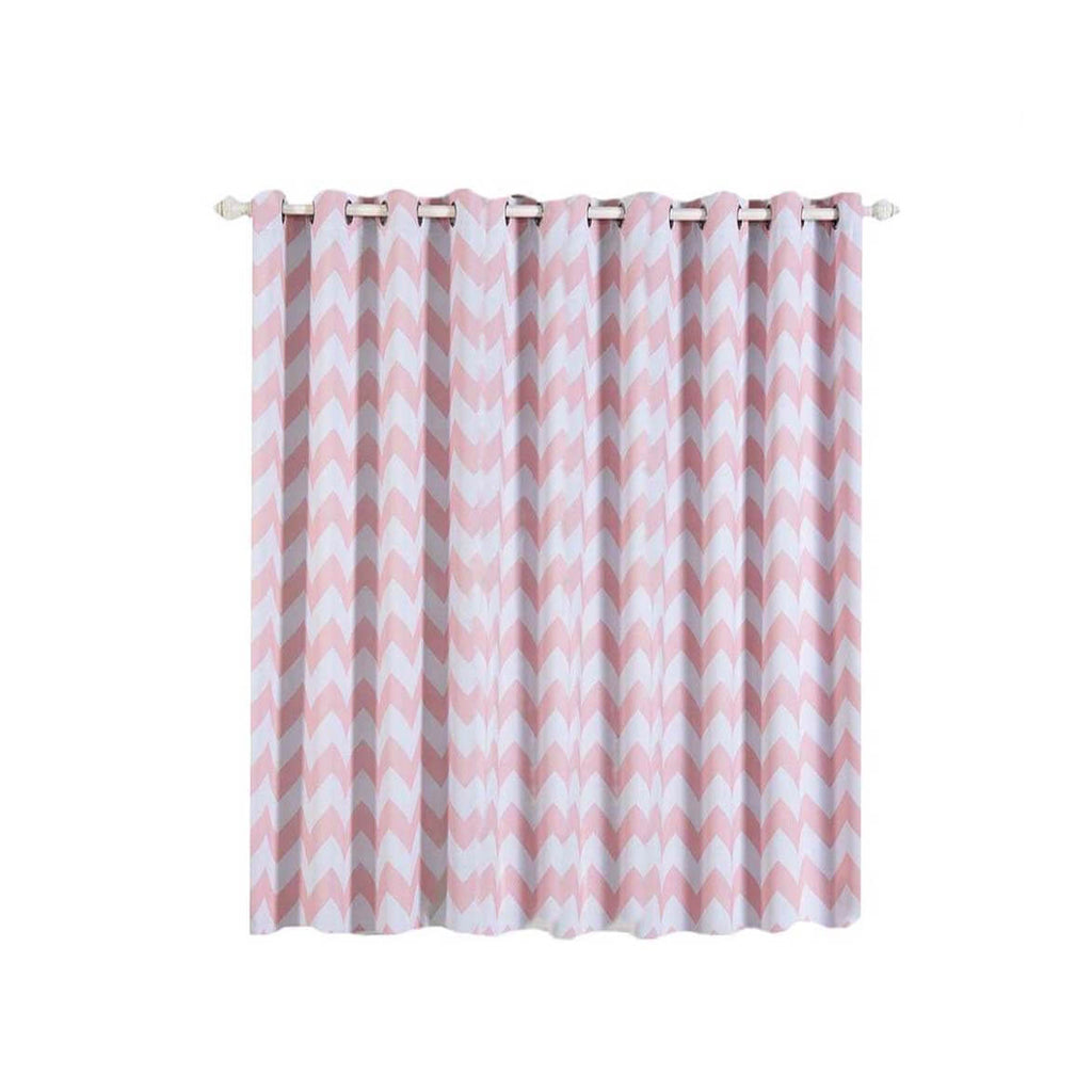 2 Pack White Blush Chevron Print Thermal Blackout Window Curtain Grommet Panels, Noise Canceling Curtains - 52"x96"