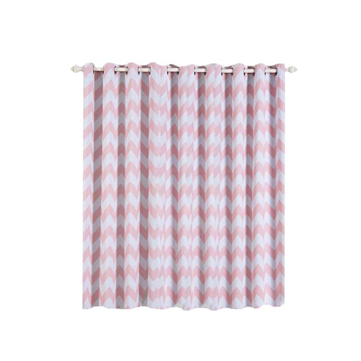 2 Pack White Blush Chevron Print Thermal Blackout Window Curtain Grommet Panels, Noise Canceling Curtains - 52"x96"