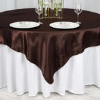 Satin 72"x72" Table Overlay Square Tablecloth Chocolate - Smooth Finish Table Cover