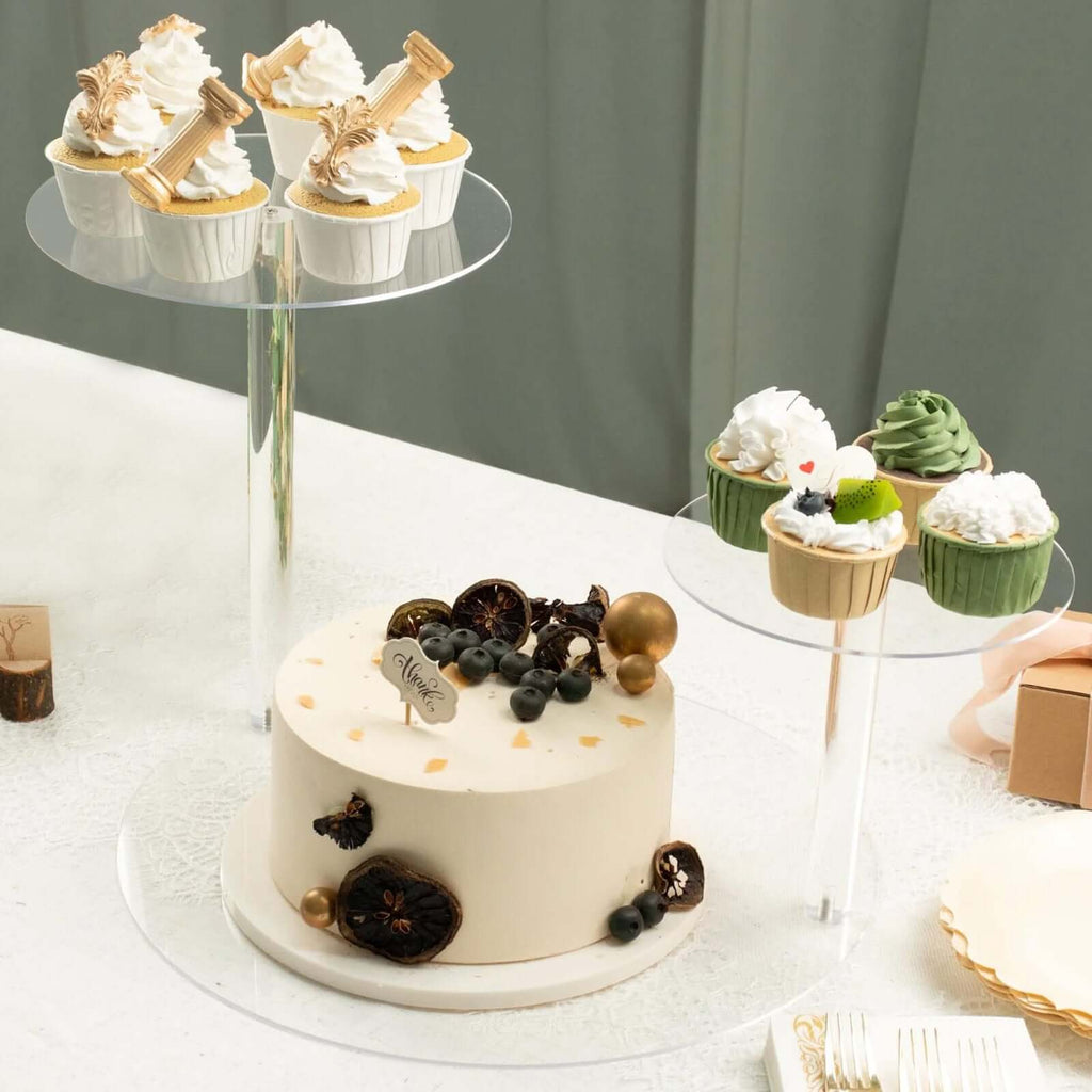 3-Tier Plastic Round Pedestal Cake Stand 23" Clear - Sleek Multi Layer Cupcake Display Riser for Dessert Buffets Tea Parties & Festive Gatherings