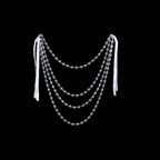 Faux Pearl Beaded 16" Chair Back Garland Sash Clear Gatsby-Inspired Style - Pre-Tied Chic Wedding Decor for Chiavari Chairs