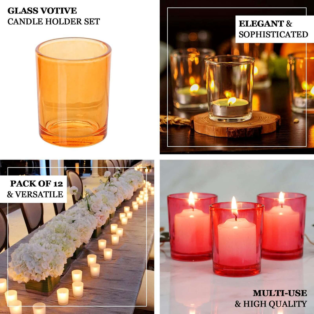 12-Pack Glass Votive Candle Holders Clear - Tealight Holder Set for Weddings and Events 2.5"