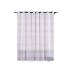 2 Pack White Lavender Lilac Cabana Print Faux Linen Curtain Panels With Chrome Grommet - 52"x84"