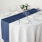 Polyester 14"x108" Table Runner Dark Denim Blue - Modern Faux Denim Dining Table Runner