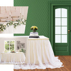 Extra Long Tulle 21ft Table Skirt White with Satin Edge - Table Cover for Baby Showers & Events