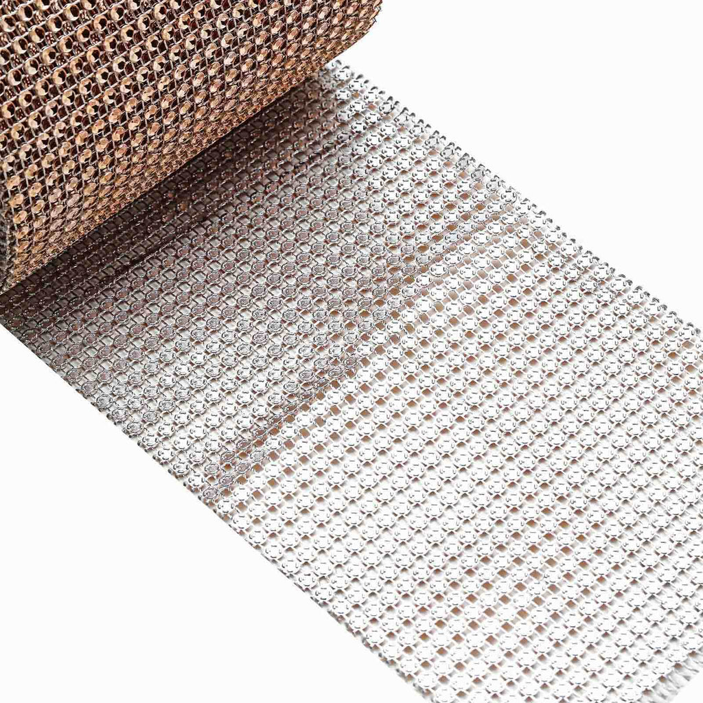 5"x10 Yards Shiny Champagne Diamond Rhinestone Ribbon Wrap Roll, DIY Craft Decor