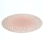 Wired Metal Round Charger Plate 14" in Rose Gold with Acrylic Crystal Beads, Glamorous Decorative Dinner Charger Tableware