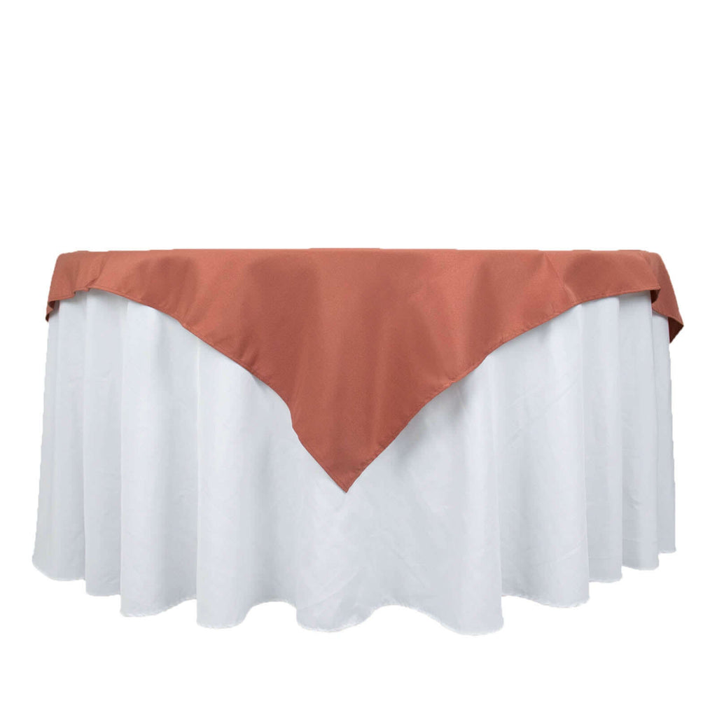 Premium Polyester 54"x54" Table Overlay Square Tablecloth Terracotta (Rust) - Stain and Wrinkle-Resistant 220GSM Table Topper