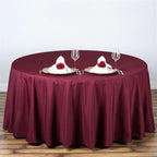 Polyester 108" Round Tablecloth Burgundy - Wrinkle-Resistant Table Cover