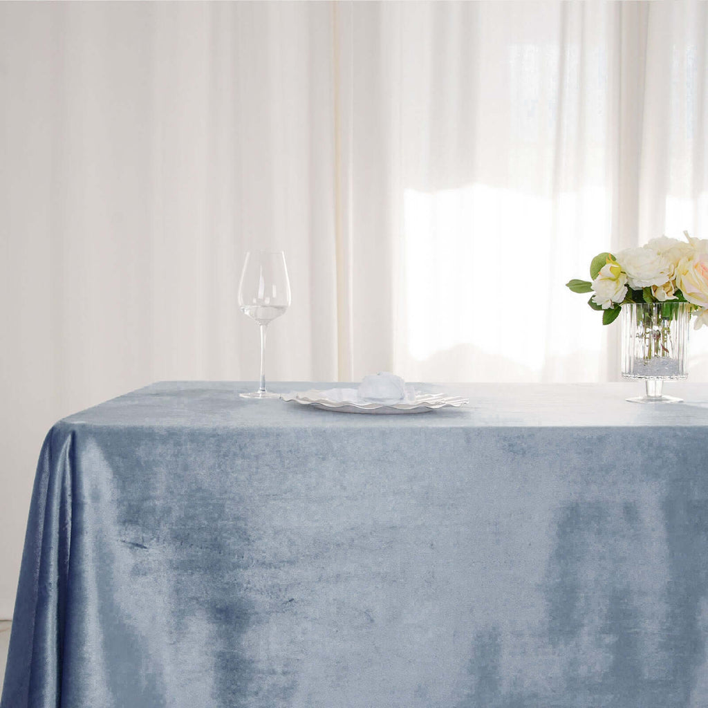 Premium Velvet 60"x102" Rectangle Tablecloth Dusty Blue - Reusable & Soft Table Cover