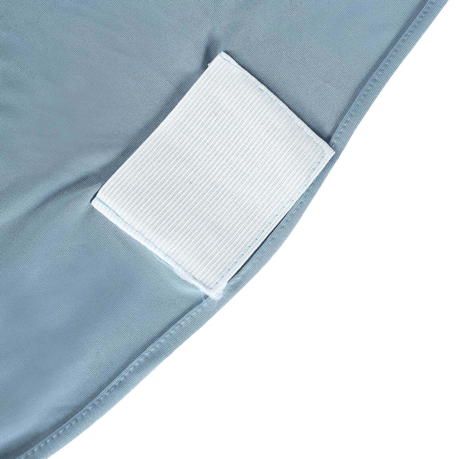 Satin Rosette Chair Cover for Banquet Chairs Dusty Blue - Stretch Fitted Slip-On Slipcover