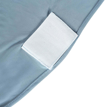Satin Rosette Chair Cover for Banquet Chairs Dusty Blue - Stretch Fitted Slip-On Slipcover