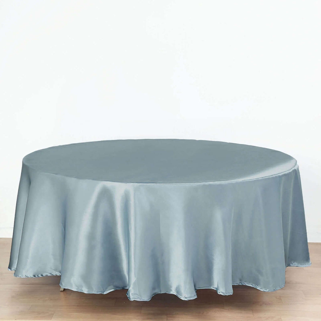 Satin 108" Round Tablecloth Dusty Blue - Smooth and Lustrous Table Cover