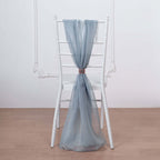 5 Pack Chiffon Chair Sashes Dusty Blue - Soft & Lightweight Designer Chair Bows 22"x78"