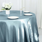 Satin 132" Round Tablecloth Dusty Blue - Stylish Seamless Table Cover