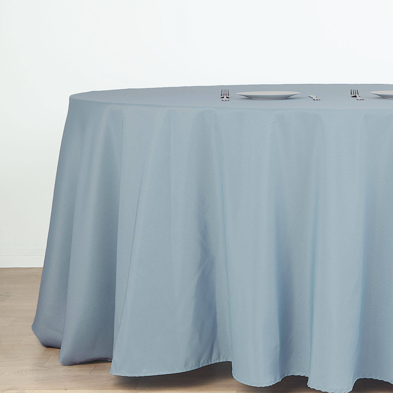 Polyester 132" Round Tablecloth Dusty Blue - Seamless Chic Table Cover
