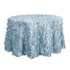 Taffeta 120" Round Tablecloth Dusty Blue | 3D Leaf Petal Design Seamless Table Cover