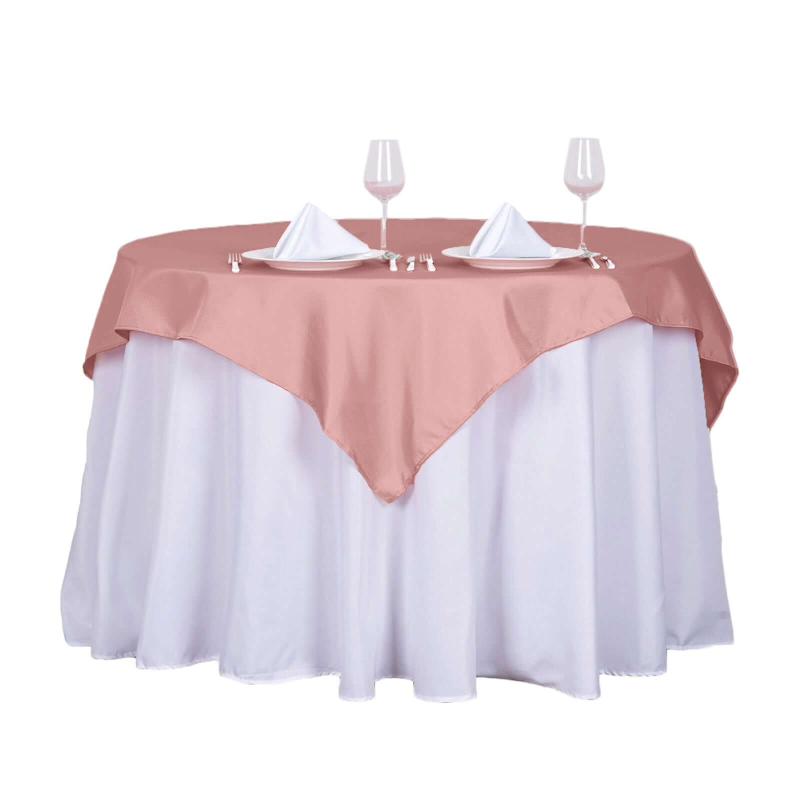 Polyester 54"x54" Table Overlay Square Tablecloth Dusty Rose - Wrinkle-Resistant & Durable Table Cover