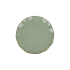 10-Pack Plastic Round 6" Dessert Plates in Dusty Sage Green Ruffled Rim with Gold Edging - Sturdy Disposable Salad Appetizer Dinnerware