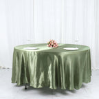 Satin 108" Round Tablecloth Dusty Sage Green - Smooth and Lustrous Table Cover