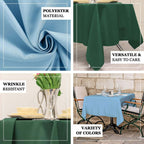 Polyester 70"x70" Table Overlay Square Tablecloth Hunter Emerald Green - Wrinkle-Resistant & Durable Table Cover
