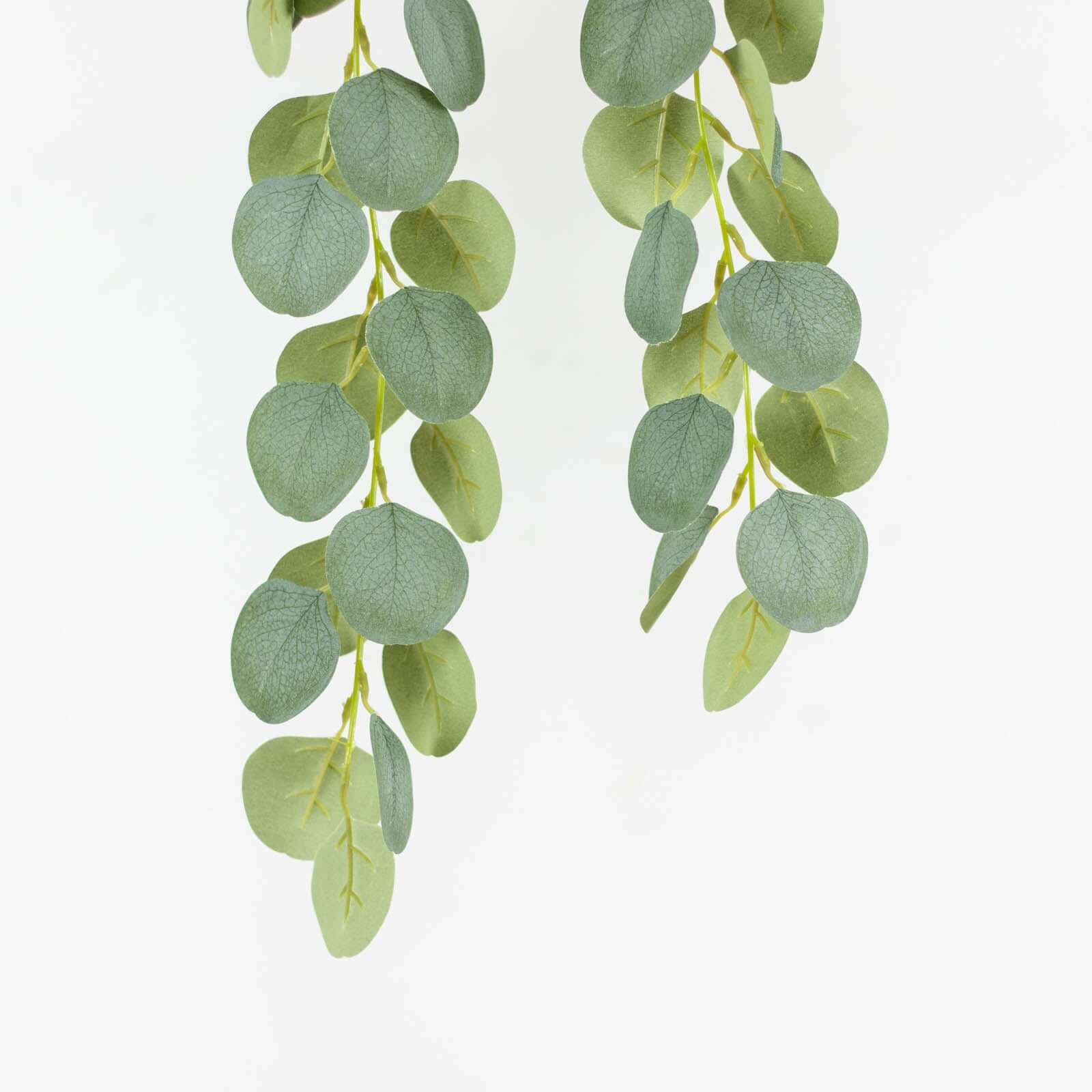3 Pack 41" Green Real Touch Hanging Silk Silver Dollar Leaf Plant Stems, Artificial Indoor Eucalyptus Sprays